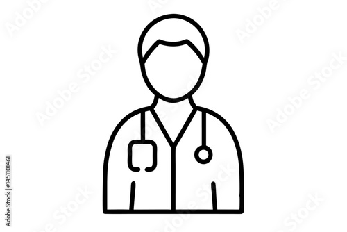 Medical Professional: A minimalist icon of a medical professional, with a stethoscope, signifying health, care, and expertise. Perfect for healthcare, wellness, and medical themes.