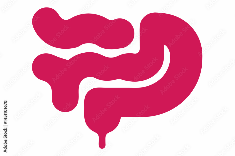 Intestine Icon: A stylized graphic representation of the human intestine, rendered in a bold, magenta hue. The design is simple yet effective, conveying the essence of the digestive system. Intestine Icon: A stylized graphic representation of the human intestine, rendered in a bold, magenta hue. The design is simple yet effective, conveying the essence of the digestive system.