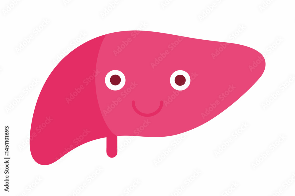 Smiling Liver Illustration: A cheerful cartoon liver illustration with smiling face in soft shades, providing a whimsical depiction of organ health and anatomy. Smiling Liver Illustration: A cheerful cartoon liver illustration with smiling face in soft shades, providing a whimsical depiction of organ health and anatomy.