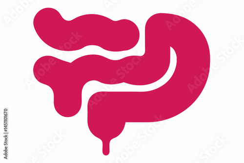 Intestine Icon: A stylized graphic representation of the human intestine, rendered in a bold, magenta hue.  The design is simple yet effective, conveying the essence of the digestive system.