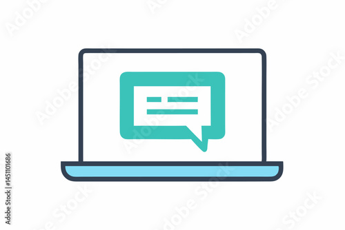 Digital Dialogue: A simple, yet evocative graphic of a laptop screen displaying a speech bubble, symbolizing online communication and digital conversations. 