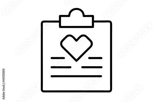 Healthy Heart on Clipboard: A simple and elegant illustration depicts a heart symbol centered on a clipboard, symbolizing health and well-being.