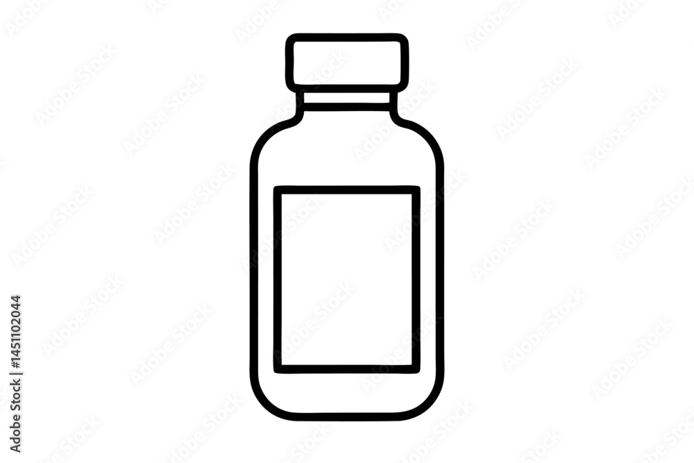Clean Bottle Icon: A minimalist line art depiction of a sleek, clean bottle with a prominent label area, perfect for various design applications. Clean Bottle Icon: A minimalist line art depiction of a sleek, clean bottle with a prominent label area, perfect for various design applications.