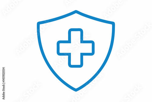 Health Shield Emblem: A sleek and symbolic blue shield, emblazoned with a clean white cross, represents health, safety, and the assurance of well-being in the realm of medical protection.