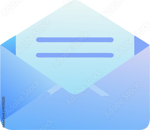 Open Mail Concept: Illustrative depiction of an open envelope, showcasing a document within, emphasizing digital communication, and evoking the modern world of messaging and updates.