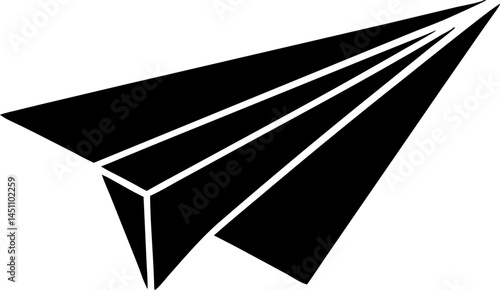 Paper Airplane Silhouette: A minimalist depiction of a paper airplane, soaring with potential, ready for flight and symbolizing the journey of ambition and adventure. 