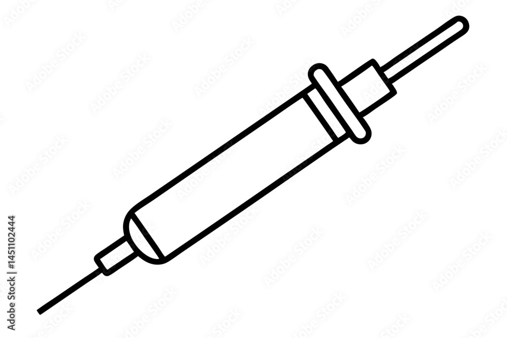 Fototapeta premium Injection illustration: A meticulously crafted, stark black-and-white illustration of a syringe, embodying precision and clarity. conveying a sense of healthcare, medicine.