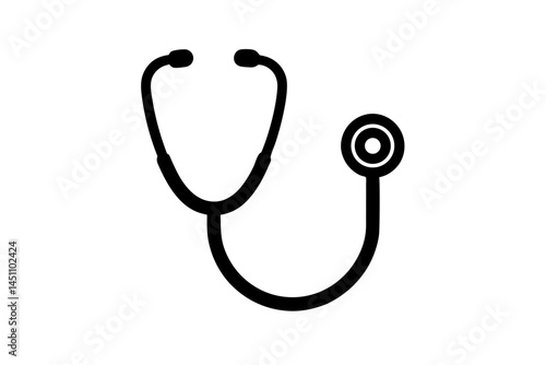 Medical Icon: A minimalist black and white depiction of a stethoscope. This stark, clean image captures the essence of healthcare and medical diagnosis.