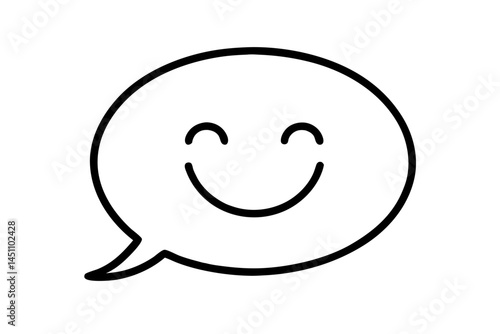 Happy Chat Bubble: A simple, friendly chat bubble with a smiling face conveys happiness, positivity, and good communication.