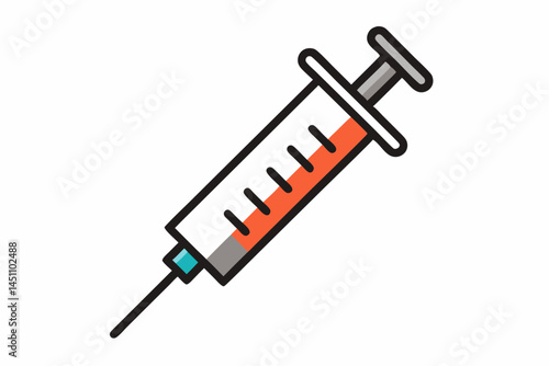 Vaccine syringe: A sharp vector illustration of a vaccine syringe. The needle of the syringe is carefully designed and presented in an inviting visual. 