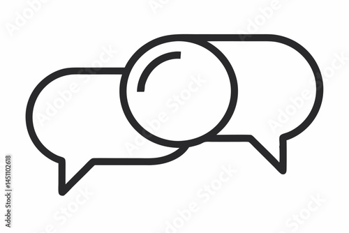 Dialogue Analysis: A minimalist illustration of speech bubbles intertwined, symbolizing communication and conversation in business, creative and social contexts.