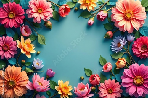 Densely packed stylized blooms, geometric layout , abstract, form, motif