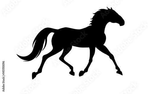 horse silhouette on white background, horse in different poses, hand drawn, black silhouette, graceful horse running