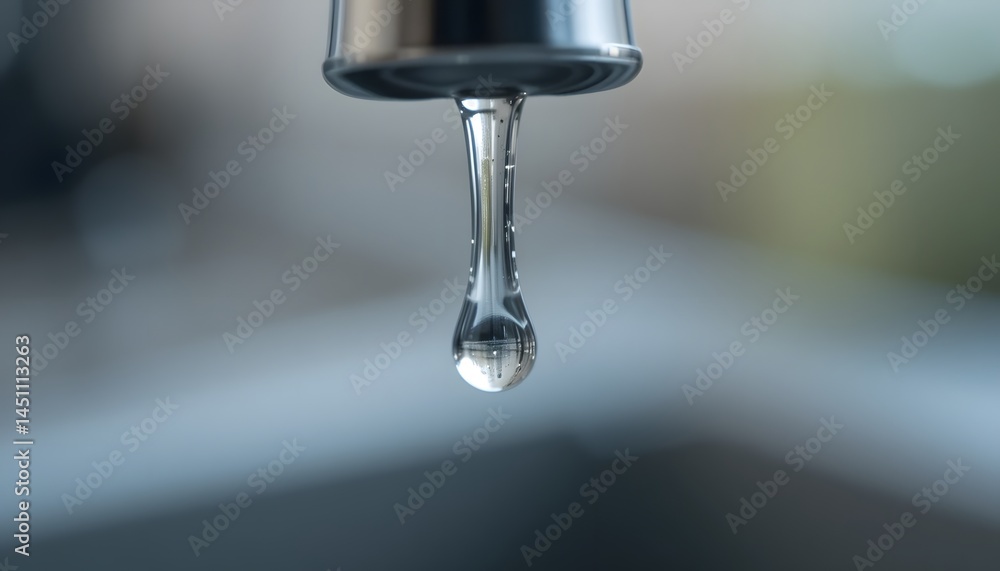 Macro Shot Of A Water Droplet, Suspended Beneath A Faucet. Liquid Sphere Ready To Fall, Capturing A Moment Of Pristine Clarity. A Powerful Image, Showcasing Nature's Beauty. Refreshing. Pure. Macro Shot Of A Water Droplet, Suspended Beneath A Faucet. Liquid Sphere Ready To Fall, Capturing A Moment Of Pristine Clarity. A Powerful Image, Showcasing Nature's Beauty. Refreshing. Pure.