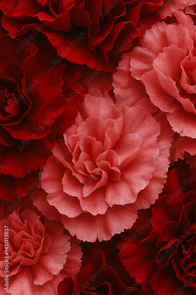 Carnation flower closeup in pink and red for Mother’s Day floral background