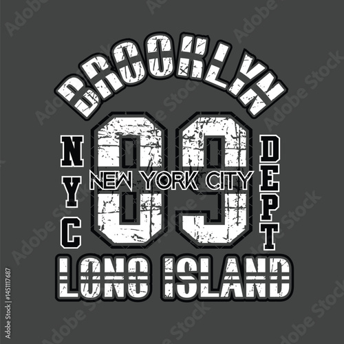 Athletic vector typography design featuring New York City and Brooklyn with bold sports styling, dynamic slogans, and motivational words that represent strength, discipline, and winning mindset.
