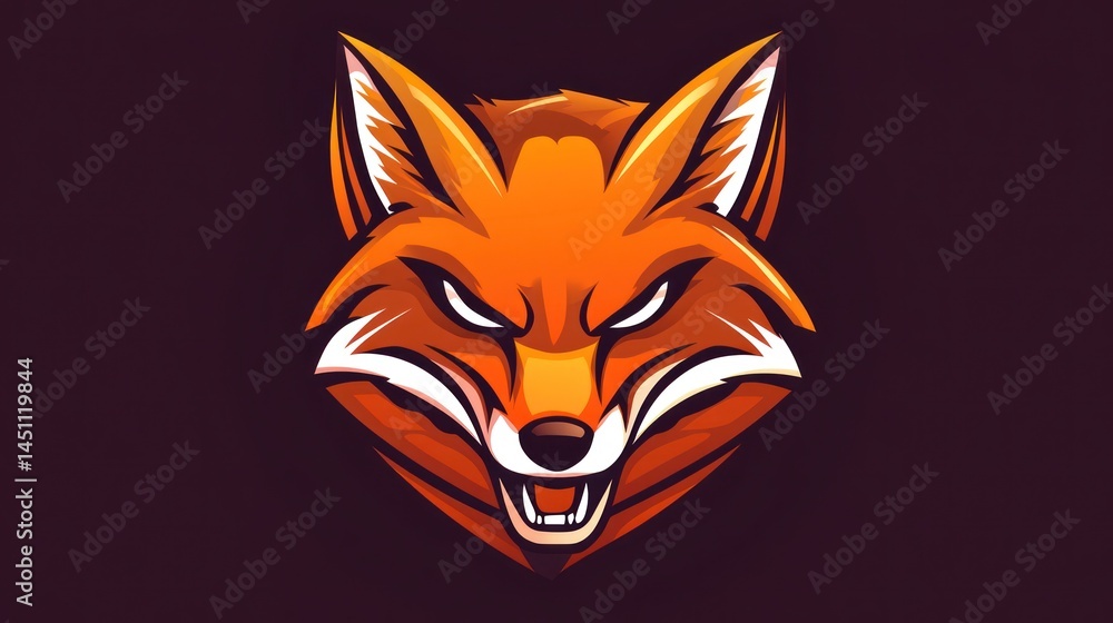 Obraz premium Fierce Fox Head, Dark Background