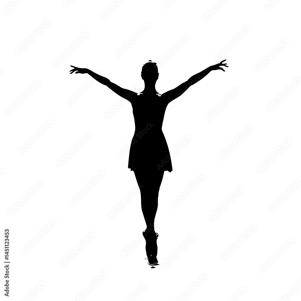 Solid black silhouette of a ballerina poised, vector EPS Solid black silhouette of a ballerina poised, vector EPS