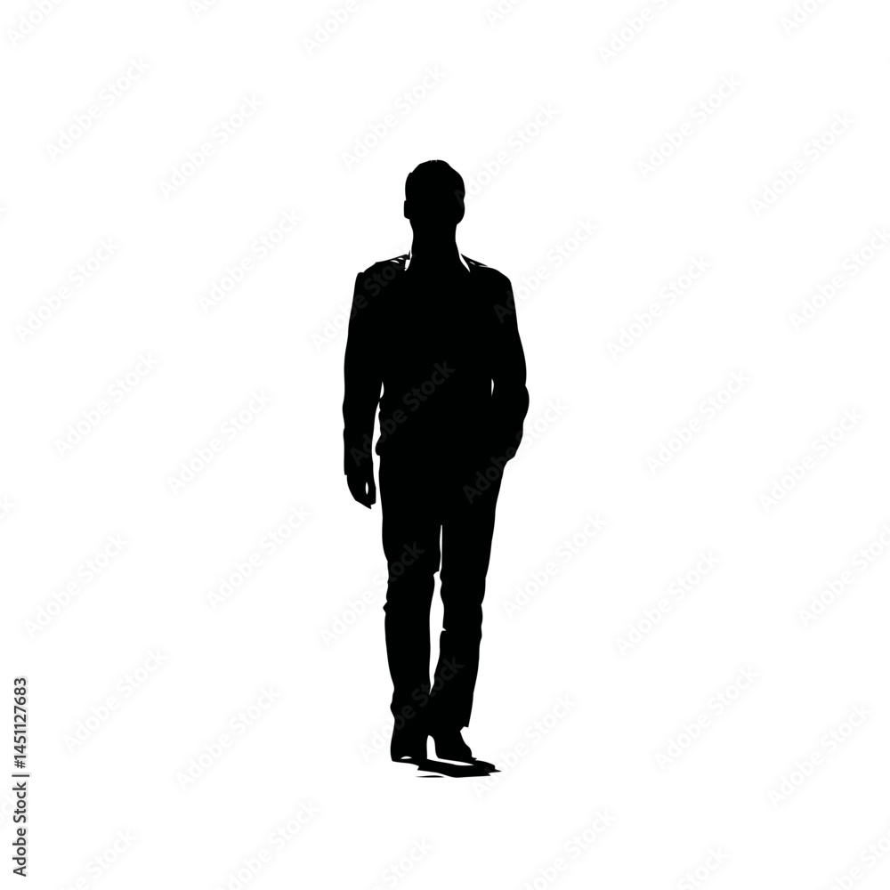 Obraz premium Solid black silhouette of a man standing, vector EPS