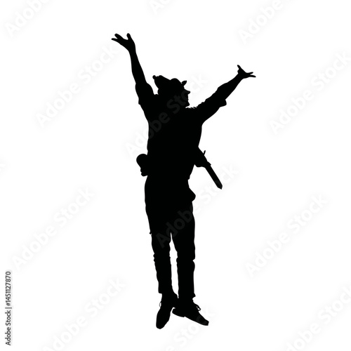 Solid black silhouette of a mime acting, vector EPS