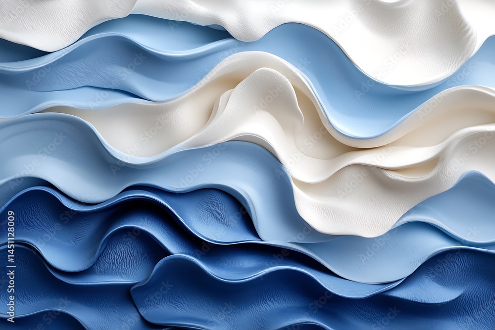 Abstract Blue and White Wave Forms: A Serene Digital Art Piece Abstract Blue and White Wave Forms: A Serene Digital Art Piece