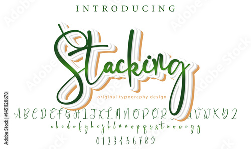 Stacking Font Stylish brush painted an uppercase vector letters, alphabet, typeface
