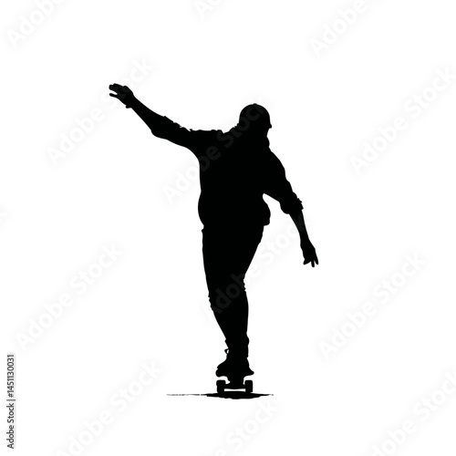 Solid black silhouette of a skater gliding, vector EPS