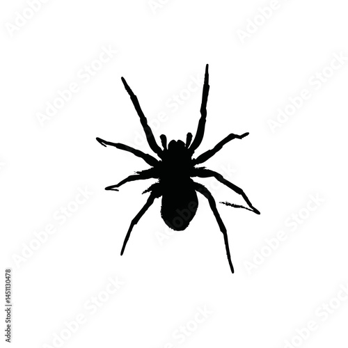 Solid black silhouette of a spider crawling, vector EPS
