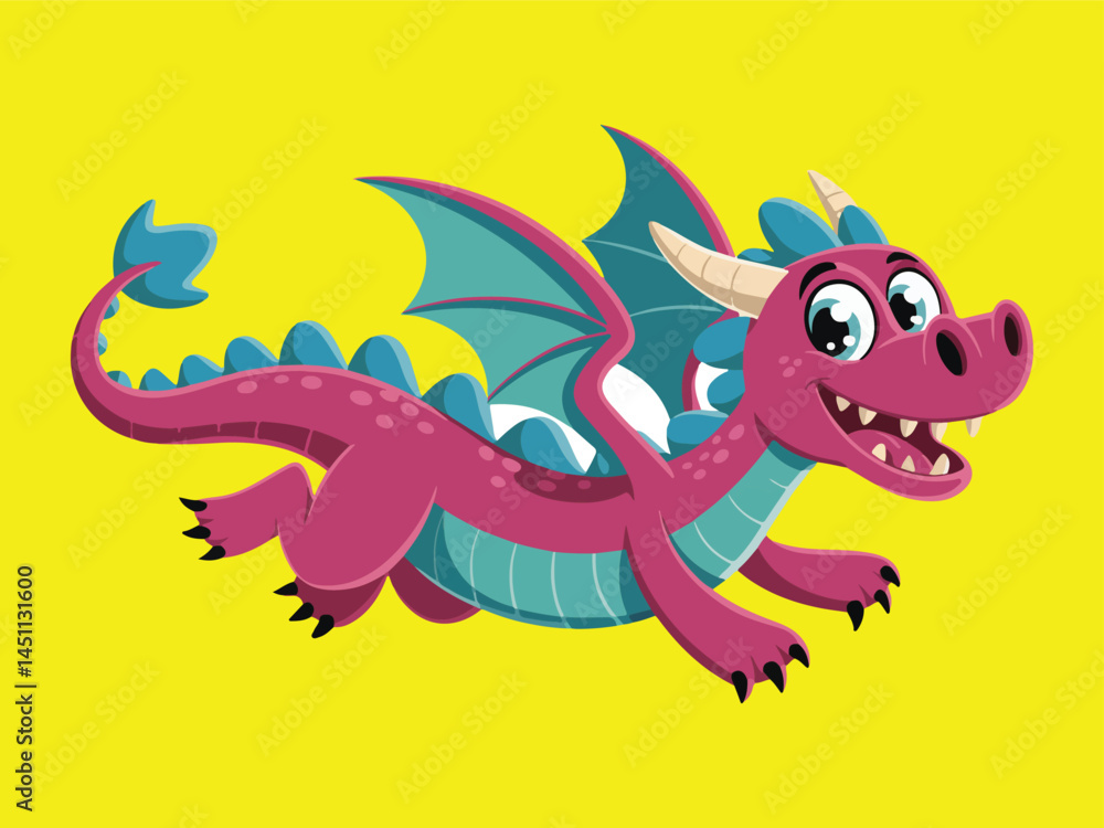 Obraz premium funny pink dragon kid