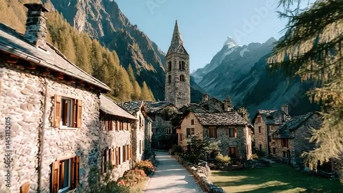 Mountain village with church