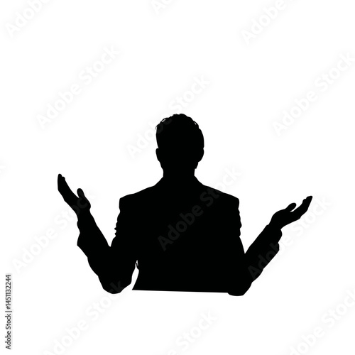 Solid black silhouette of an investor deciding, vector EPS