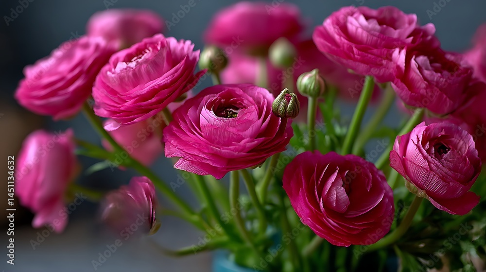 鮮やかなピンクのラナンキュラスの花束 鮮やかなピンクのラナンキュラスの花束