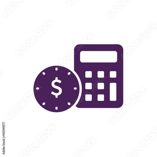 Financial Literacy Calculator Icon, Minimalist design, Transparent background, Basic math and money concept for kids, Education graphic