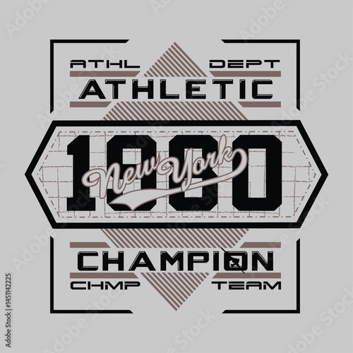 Athletic vector typography design featuring New York City and Brooklyn with bold sports styling, dynamic slogans, and motivational words that represent strength, discipline, and winning mindset.
