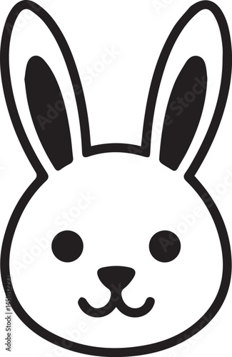 Rabbit face vector illustration. Simple bunny head with long ears icon.