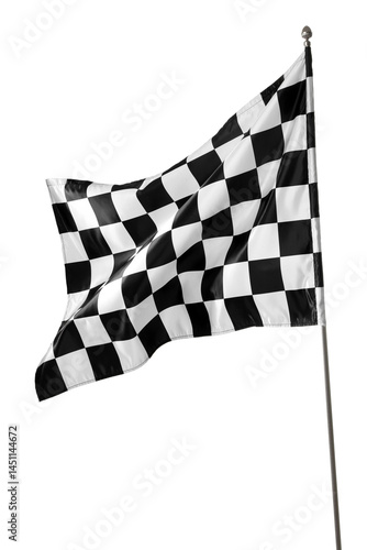 One racing checkered flag isolated on white