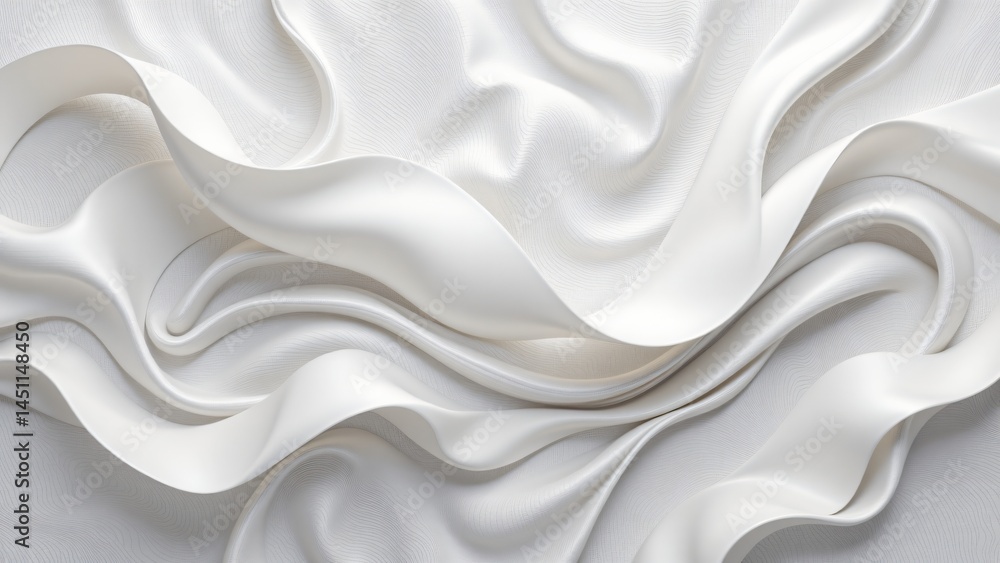 Obraz premium Elegant white fabric draping studio space textile close-up minimalist environment abstract viewpoint softness concept for seo impact