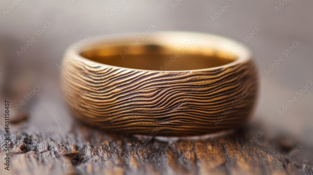 Close-up of a gold textured with intricate engraved patterns highlighting craftsmanship and detailed metalwork on a rustic wooden surface Close-up of a gold textured with intricate engraved patterns highlighting craftsmanship and detailed metalwork on a rustic wooden surface