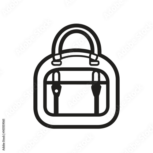 Simple Bag Icon Black Outline Isolated on Transparent Background