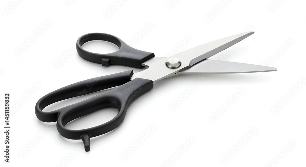 Close up of scissors on white background showing sharp blades and detail Close up of scissors on white background showing sharp blades and detail