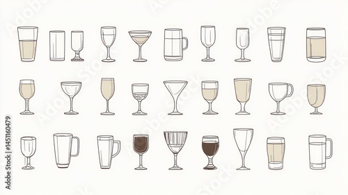 Wallpaper Mural Various Drink Glasses Illustration (4) Torontodigital.ca