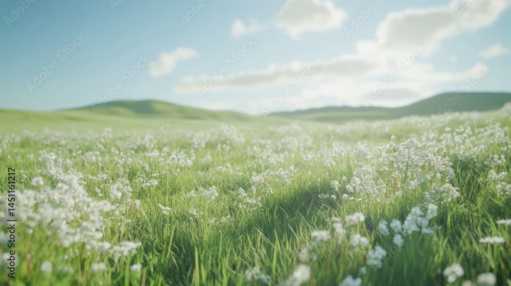 White Flowers Field, Sunny Hills White Flowers Field, Sunny Hills