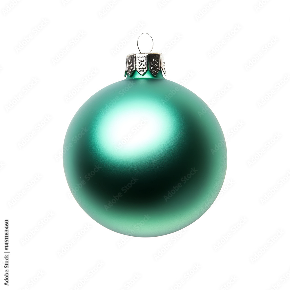 Green Christmas ball ornament on white background Green Christmas ball ornament on white background