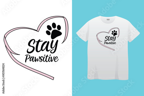 White "Stay Positive" T-Shirt: Inspirational apparel showcasing an optimistic message with simple, modern design.