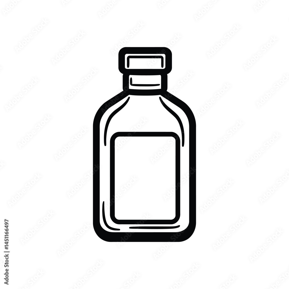 Simple outline bottle icon, black line drawing on a transparent background Simple outline bottle icon, black line drawing on a transparent background