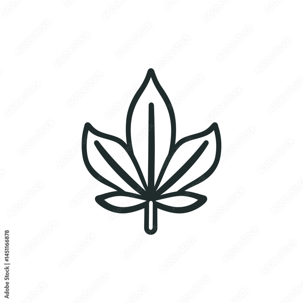 Simple Outline Leaf Design Isolated on White Background Elegant Botanical Art Simple Outline Leaf Design Isolated on White Background Elegant Botanical Art