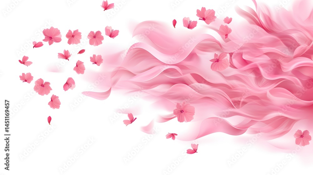 Obraz premium Professional Realistic Pink Wind: Rose Petals Flying in Fragrant Breeze