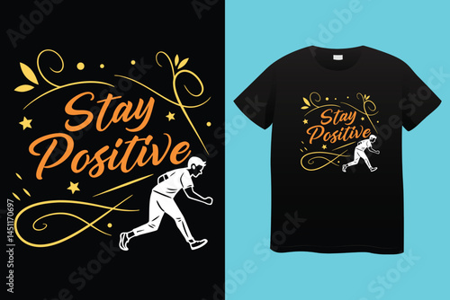 White "Stay Positive" T-Shirt: Inspirational apparel showcasing an optimistic message with simple, modern design.