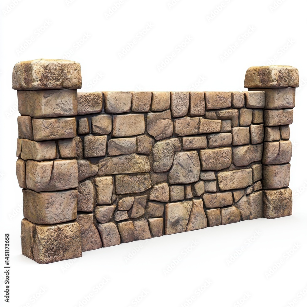 Obraz premium Stone wall with pillars illustration