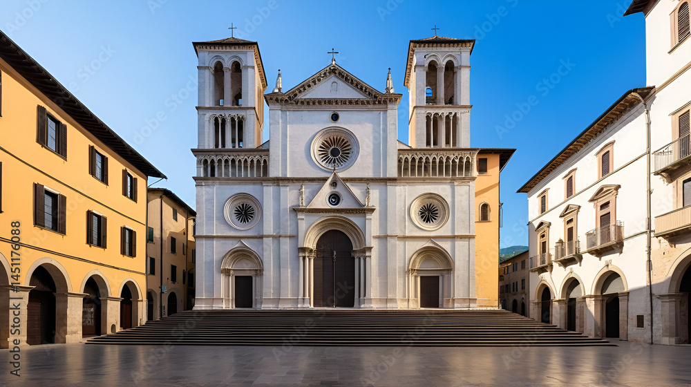 Obraz premium San Francesco is a Gothic-style, deconsecrated Roman Catholic church located on Piazza San Francesco in the medieval center of the city of Rieti, region of Lazio, Italy.